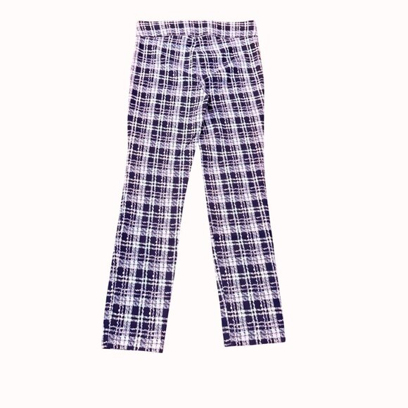 Preswick Moore Glen Plaid Pants Size M Pull On Lavender Ankle Stretch Casual Chi - Picture 3 of 13